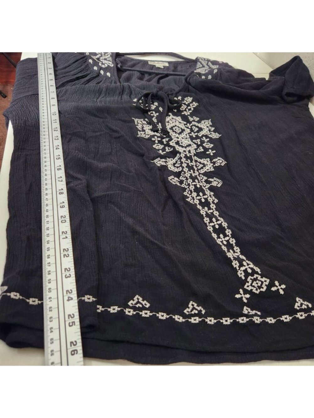 Dressbarn Dress Embroidered Boho Womens Tunic Top 2X Black - Picture 10 of 14